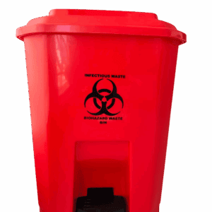 30L Red Biohazard Pedal Bin Kenya for safe medical waste disposal in hospitals, clinics, laboratories, and healthcare facilities.