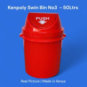 Kenpoly 50L Red Swing Bin Kenya | Durable Plastic Waste Bin