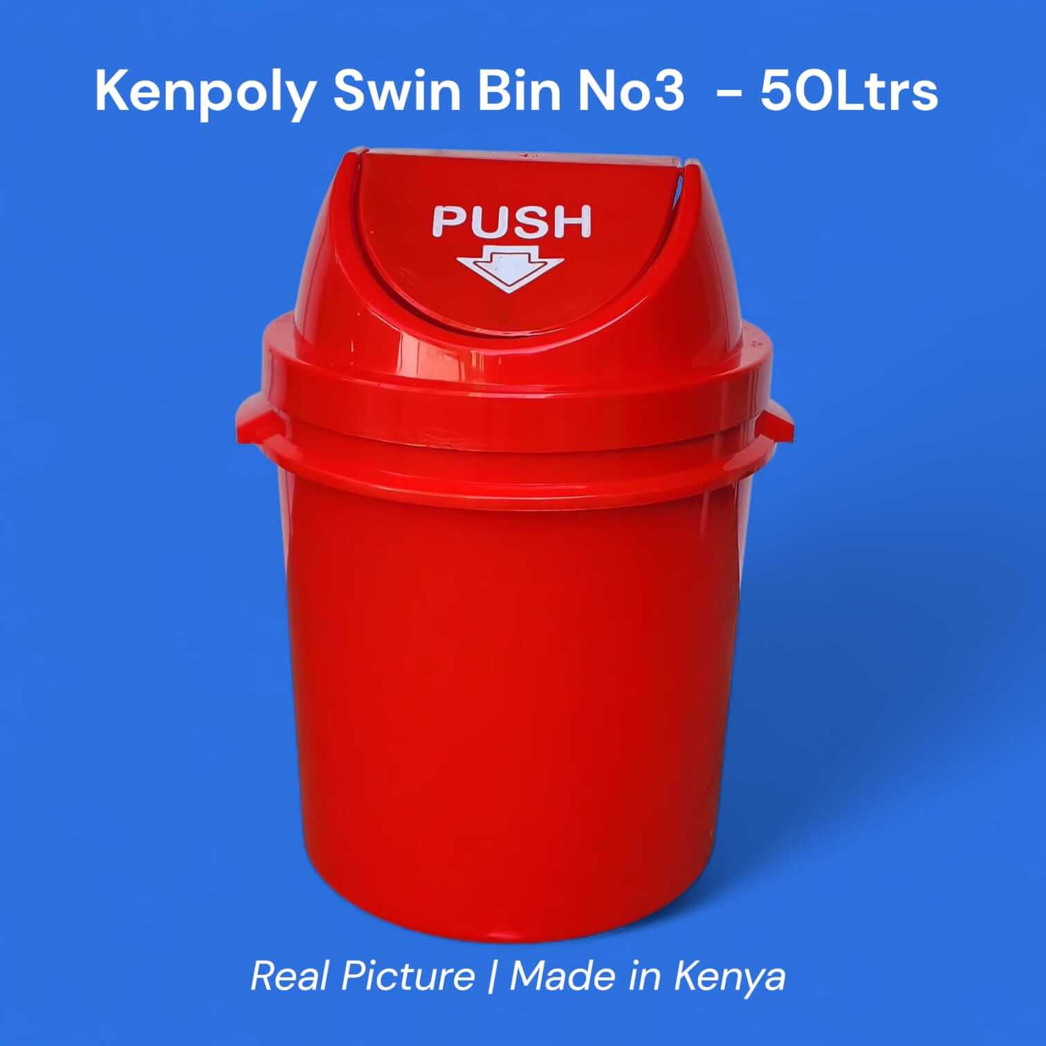 Kenpoly 50L Red Swing Bin Kenya | Durable Plastic Waste Bin