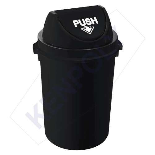 Kenpoly 68L Swing Dustbin Black Kenya – Heavy Duty Kitchen Waste Bin for Home & Office