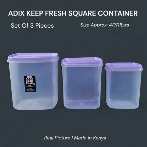 Adix Keep Fresh Square Container Set 3pc Kenya – 4L, 7L & 11L