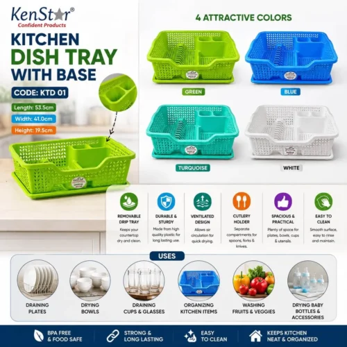 Kenstar Dish Rack with Tray Kenya – Kitchen Dish Drainer