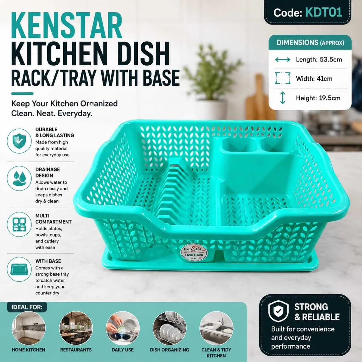 Kenstar Dish Rack with Tray Kenya – Kitchen Dish Drainer - Image 2