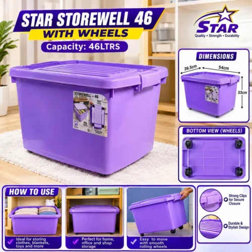 Star Storewell 46L Storage Box with Wheels Kenya – Plastic Storage Container
