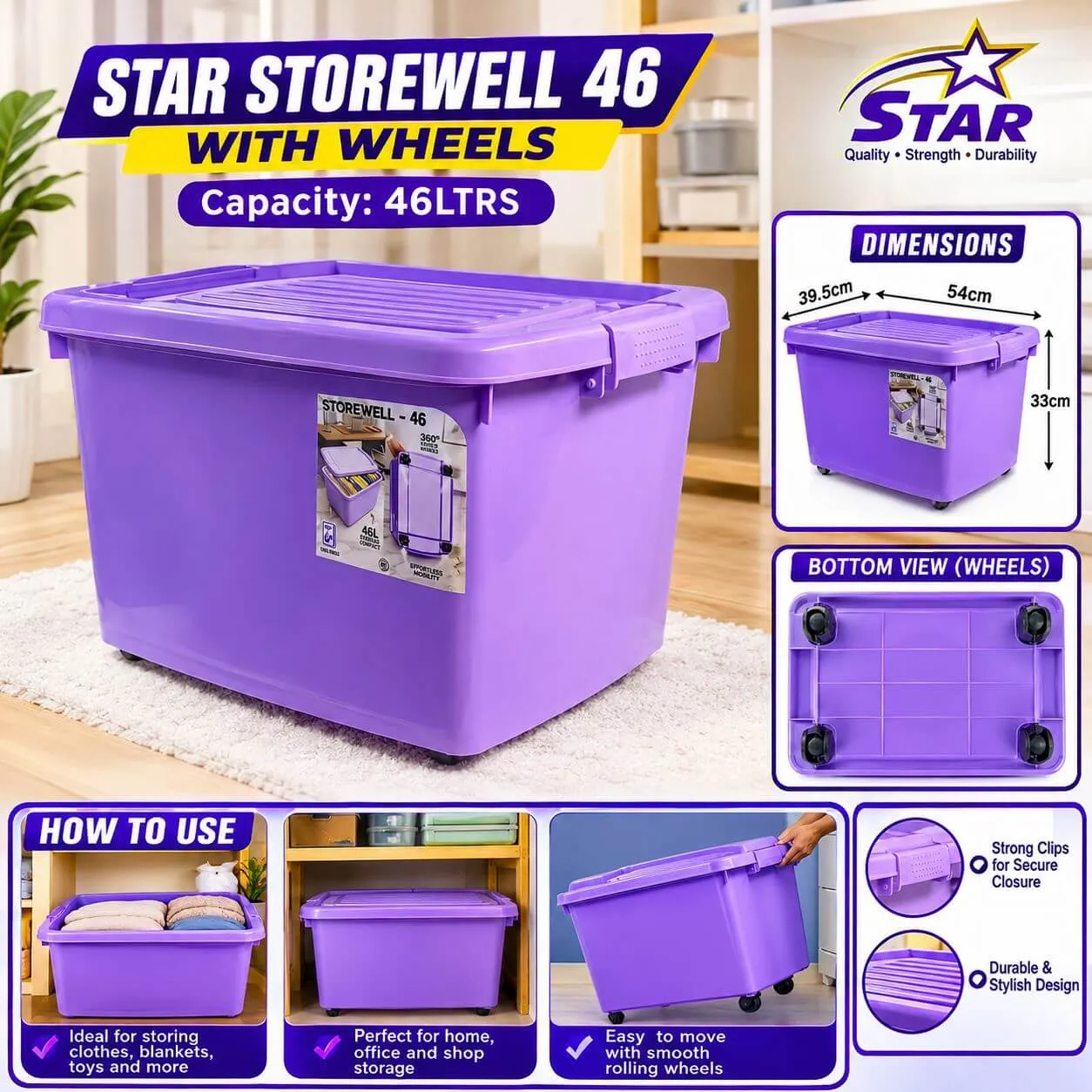 Star Storewell 46L storage box with wheels in Kenya